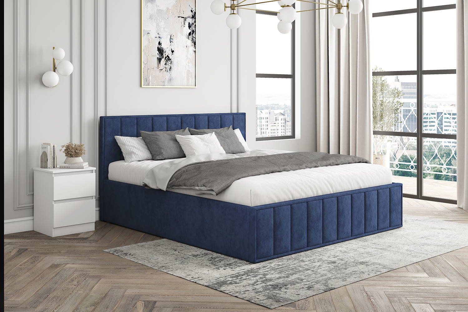 Кровать Лана (М) 1,8 Синий Софт
